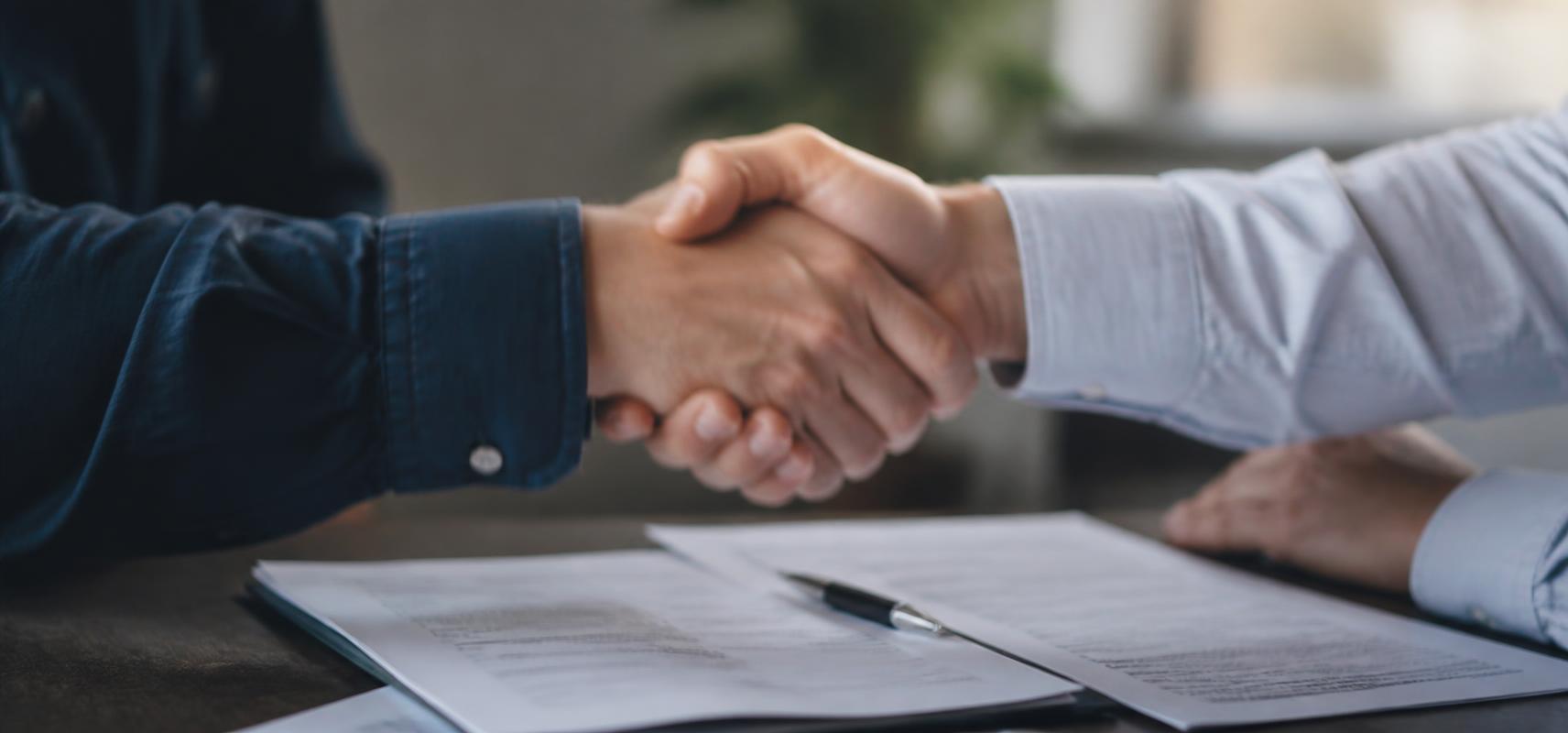 Close-up of an agreement's ownership schedule