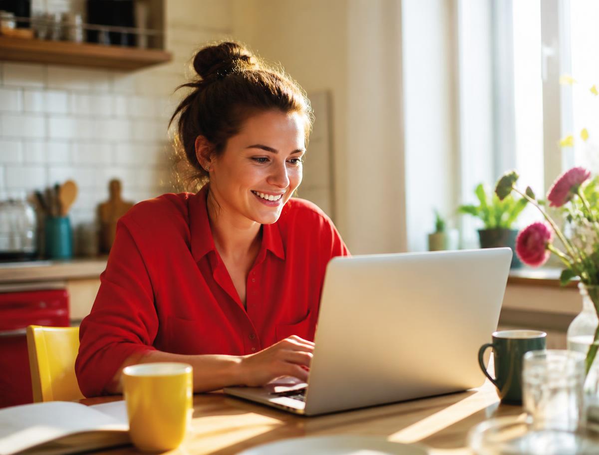 A new employee setting up at a sunlit desk on day one