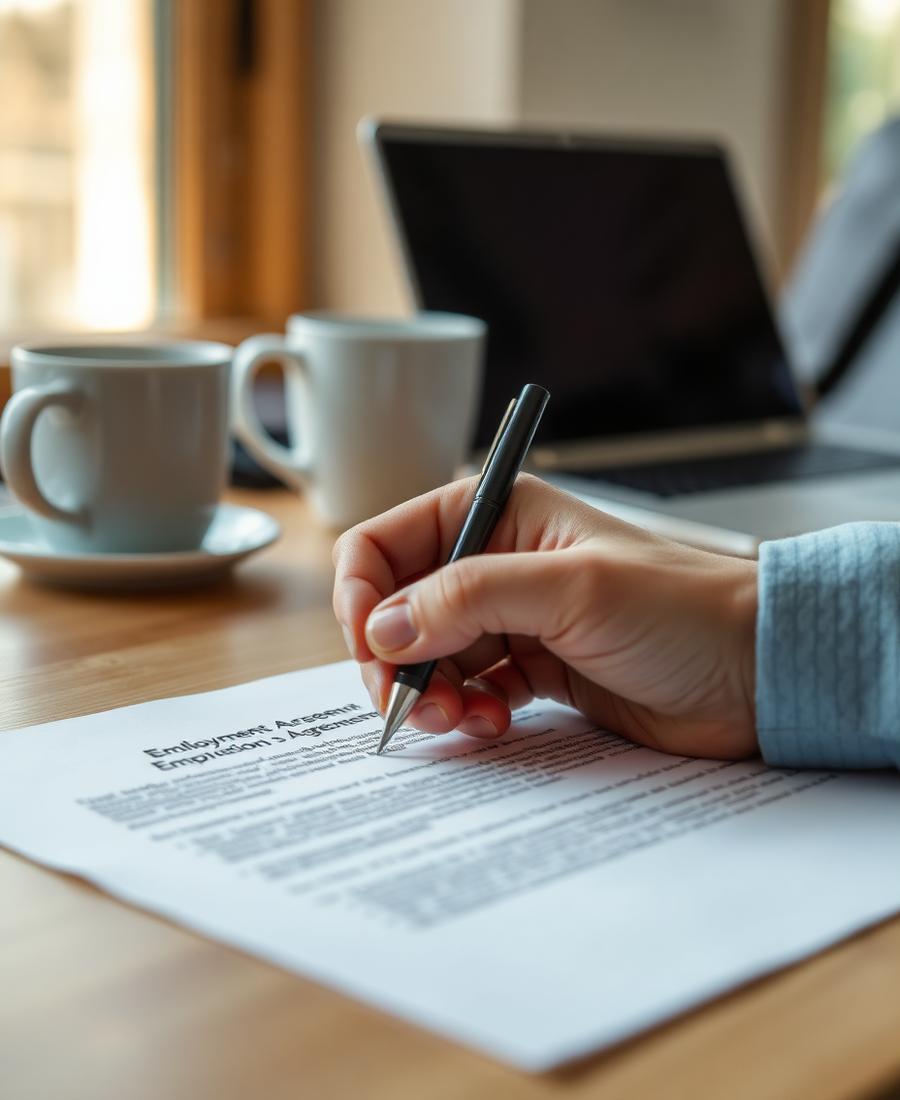 A new employee completing onboarding forms at a desk