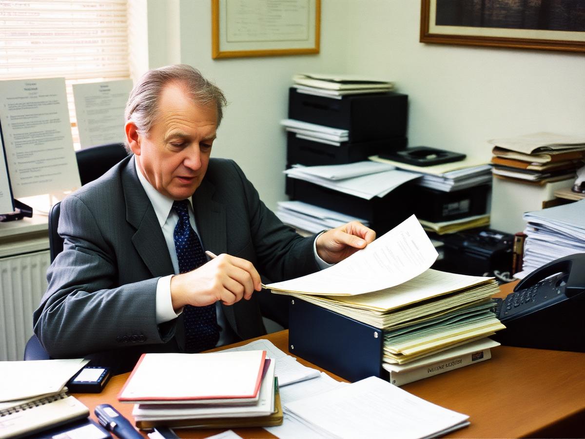 A property manager organising tenancy files and correspondence