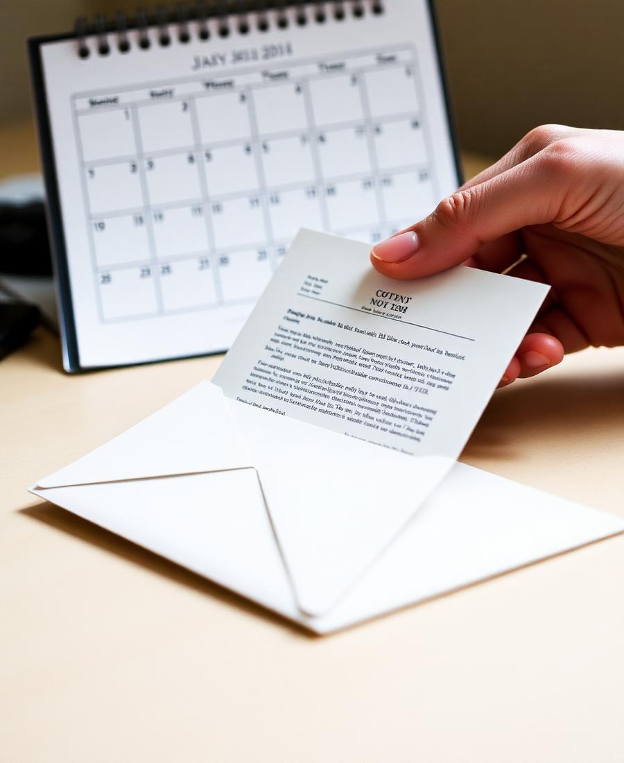 Hands folding a formal notice into an envelope