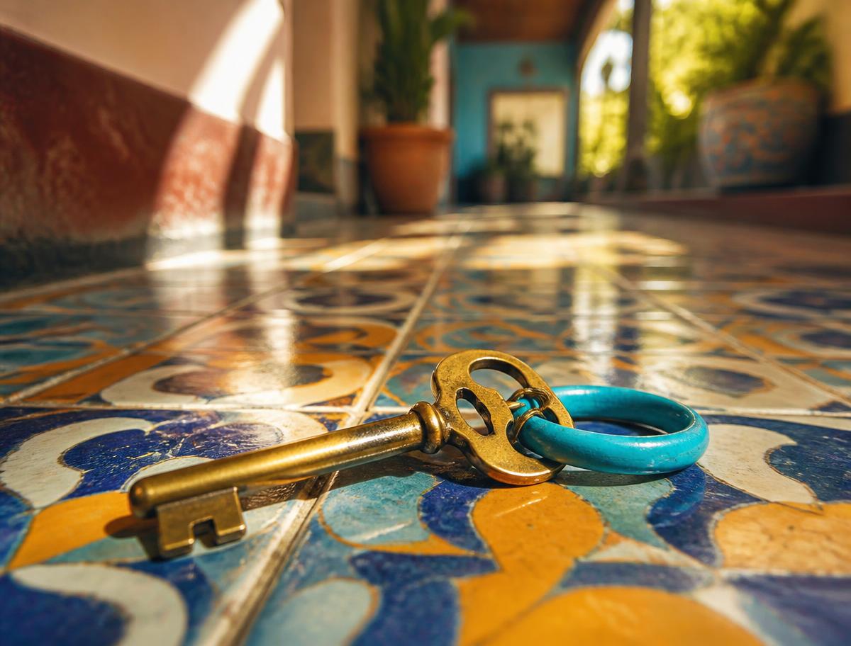 Close-up of house keys being handed over in warm light