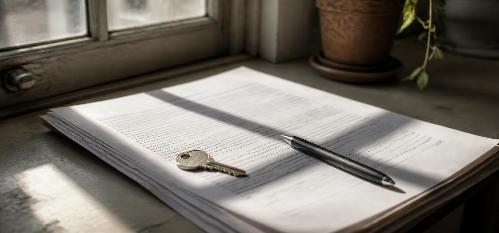 Close-up of a lease being initialled page by page